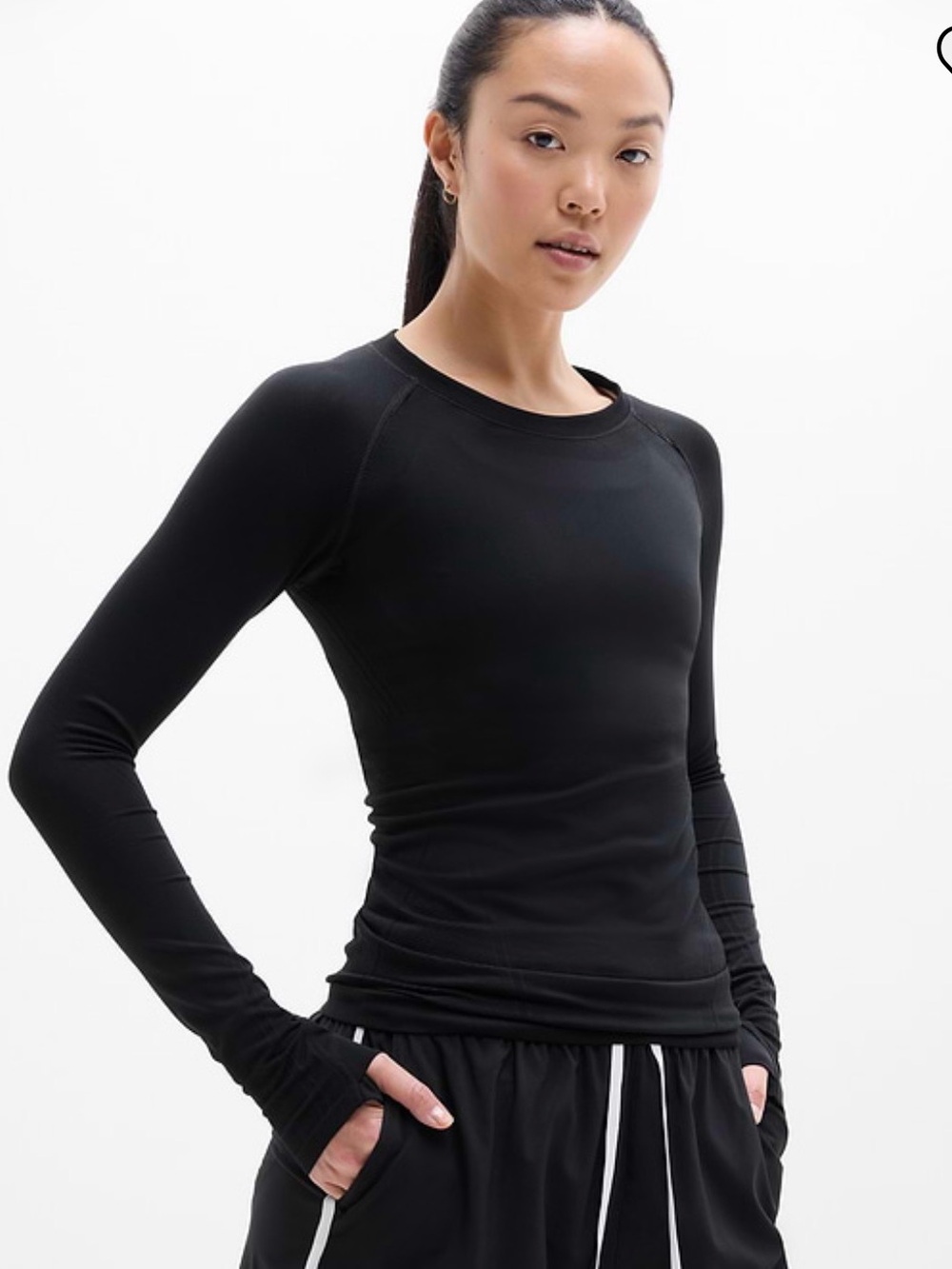 NWT Athleta Momentum Seamless Top - black - size large